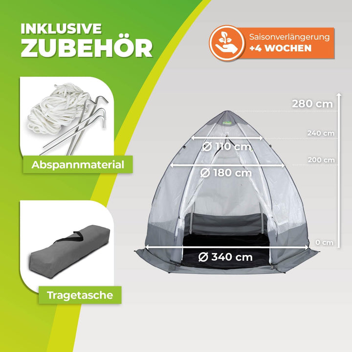BioGreen Überwinterungszelt/Foliengewächshaus Tropical Island XL | lichtdurchlässige PE-Gitterfolie