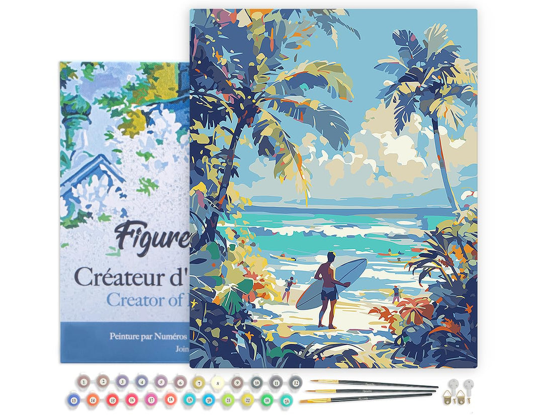 Figured'Art Malen Nach Zahlen Erwachsene Mit Rahmen Sonniger Strandtag - Paint by Numbers Basteln DI
