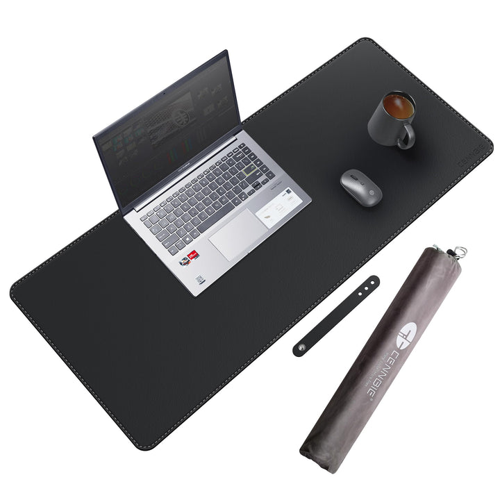 CENNBIE Schreibtischunterlage Leder, 90 x 40 cm Mauspad XXL, Erweitertes schreibtischunterlage Filz,