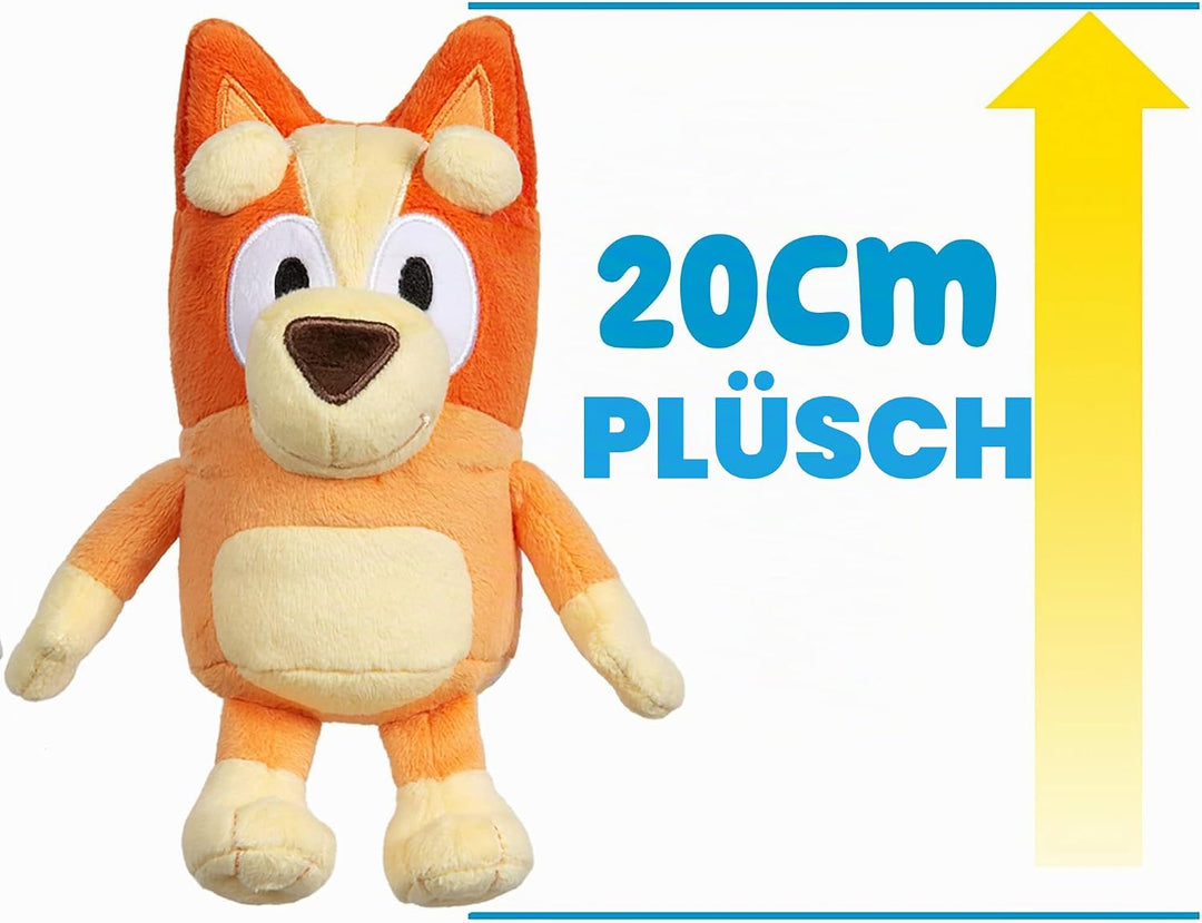 Bluey Giochi Preziosi weiches Plüschtier Bingo, ca. 20 cm hoch, mit Details wie im Cartoon, für Kind