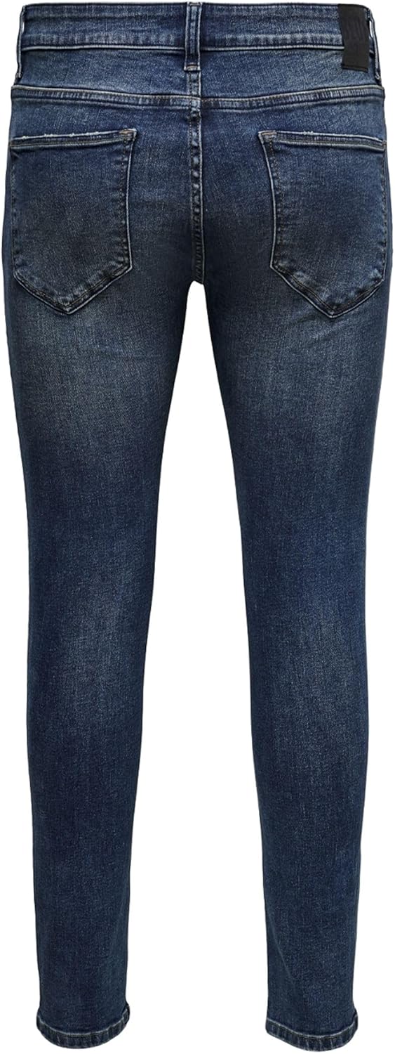 ONLY & SONS Male Skinny Jeans Skinny Fit Mittlere Taille Jeans 29 Blue Denim, 29 Blue Denim