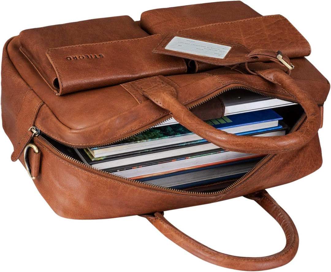 STILORD 'Carlo' Grosse Umhängetasche Leder Lehrertasche Aktentasche Schultertasche Reise Beruf Freiz