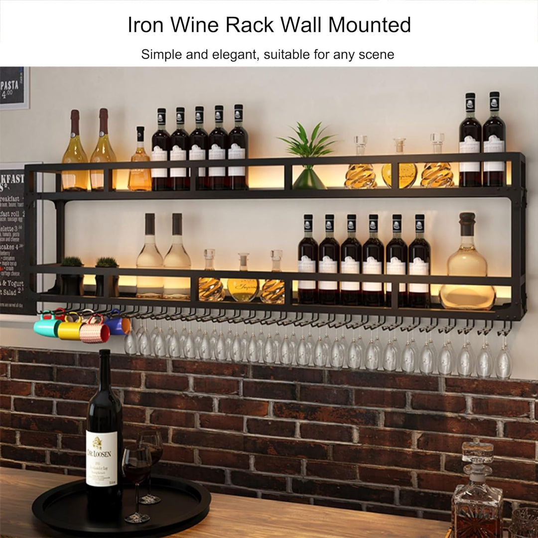 Weinregal Wand Metall Bar Regal Wand Flaschenregal Schmal Barschrank Weinständer mit Licht Weinglash