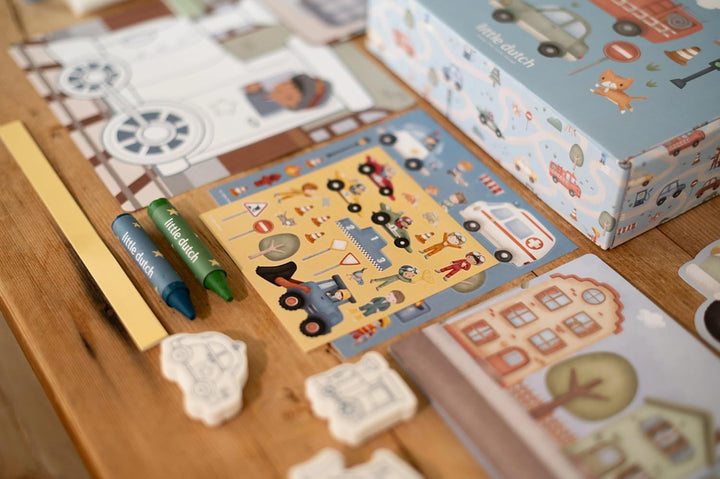 Little Dutch Bastelset/Kreativitätsbox XL - für Jungen ab 3 Jahren - Kreativ Basteln Aufkleber Stick