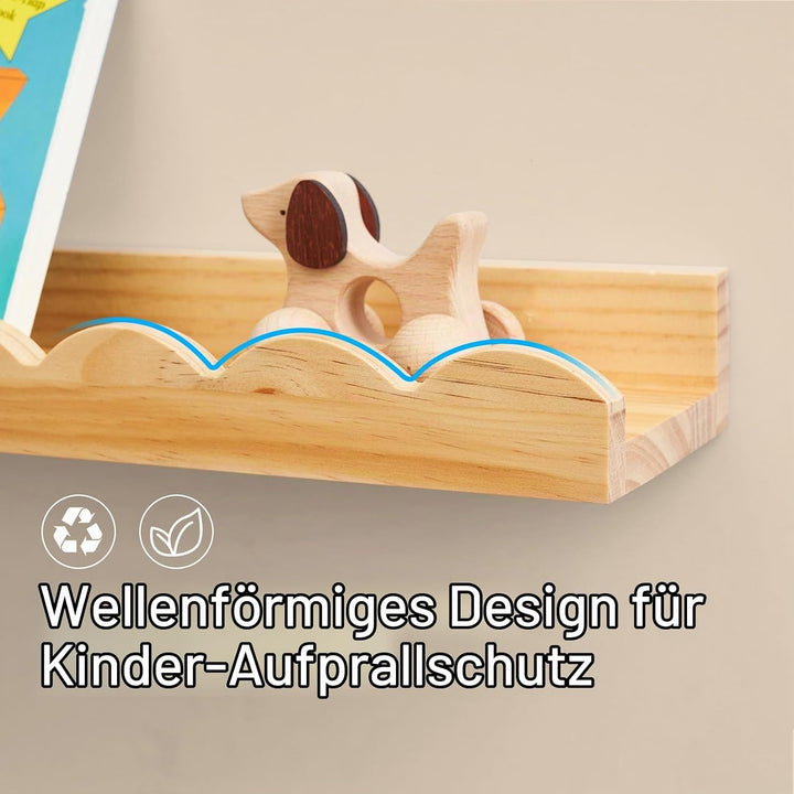 Gieanoo Schwebendes Regal, überbackene Bücherregal Wand Satz von 2 Natürlichen Massiven Kiefer Holz