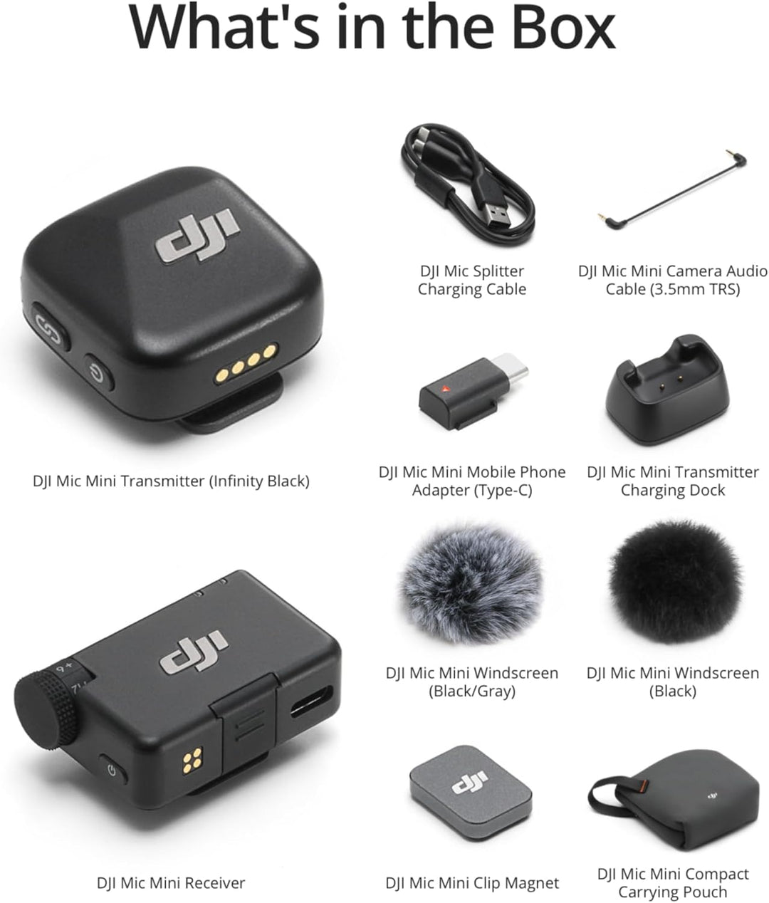 DJI Mic Mini Bluetooth Lavalier Mikrofon (1 Sender + 1 Empfänger), ansteckmikrofon, mikrofon kabello