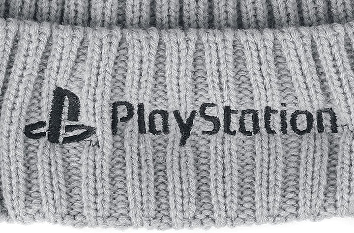 Playstation Unisex Sony Logo Bobble Ribbed Beanie & Scarf Gift Mütze, Schal & Handschuh-Set, Grau (G