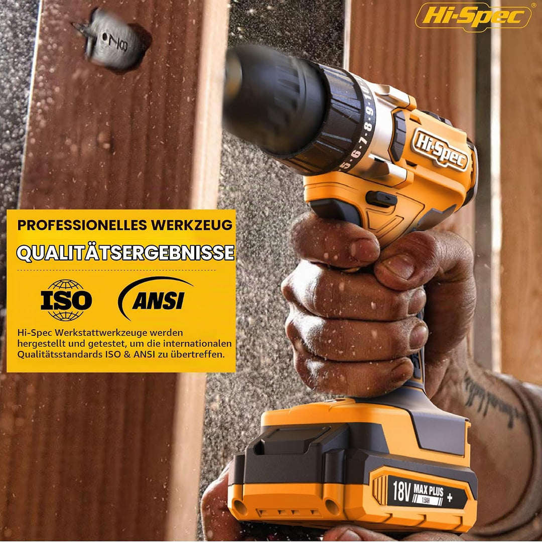Hi-Spec 30-tlg. DIY Kompakt-Werkzeug-Set mit 18V Akku- &amp; Bohrschrauber, Bohrmaschine, Akkubohrer und