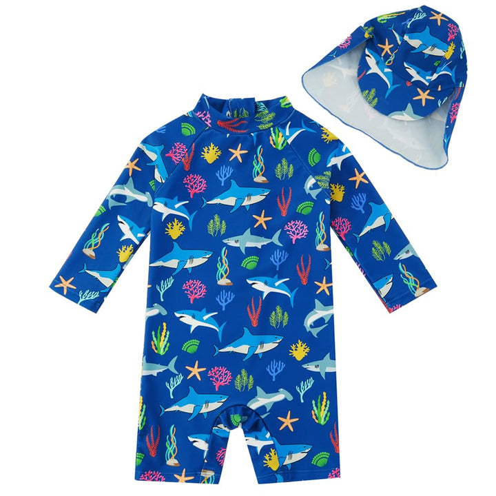 upandfast Baby Badeanzug mit Sonnenhut UPF 50+ Badebekleidung für Baby 3-6 Monate Blau, 3-6 Monate B