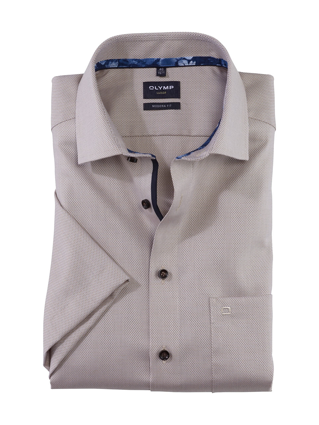 OLYMP Herren Businesshemd Kurzarm Luxor,Einfarbig,modern fit,Global Kent 42 Natur 22, 42 Natur 22