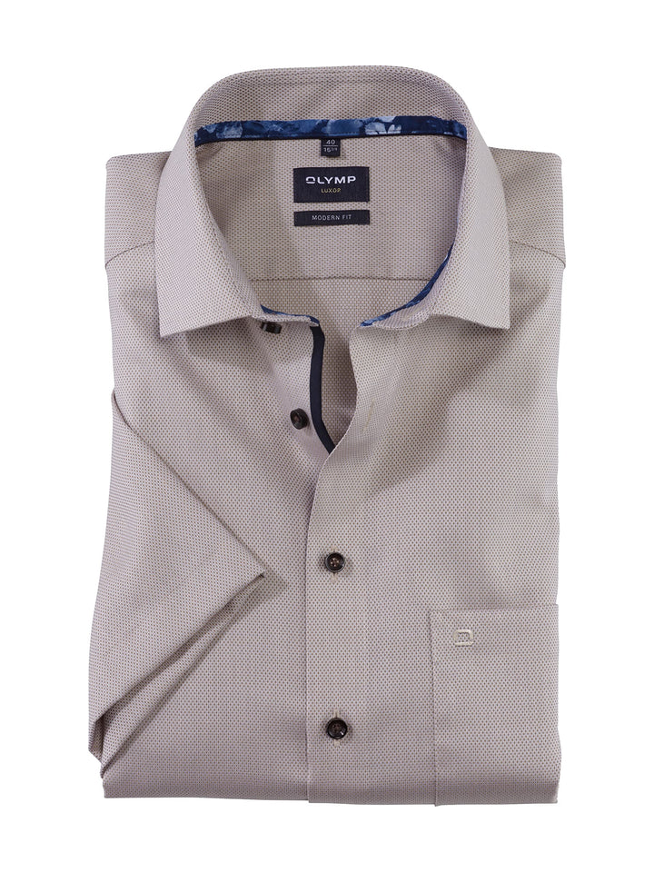OLYMP Herren Businesshemd Kurzarm Luxor,Einfarbig,modern fit,Global Kent 42 Natur 22, 42 Natur 22