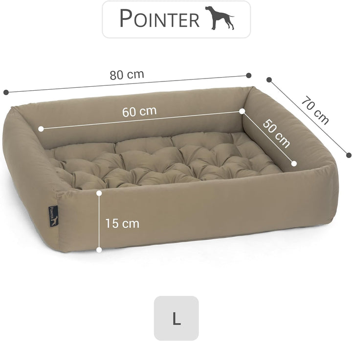Pointer | Hundebett mit Hundekissen - orthopädisch, waschbar, bequem (L - 80x70 cm, Beige) L - 80x70