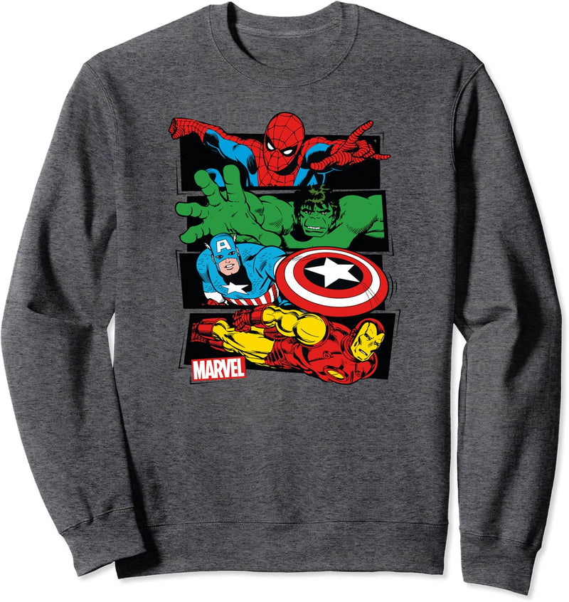 Marvel Spider-Man, Hulk, Captain America, Iron Man Panels Sweatshirt