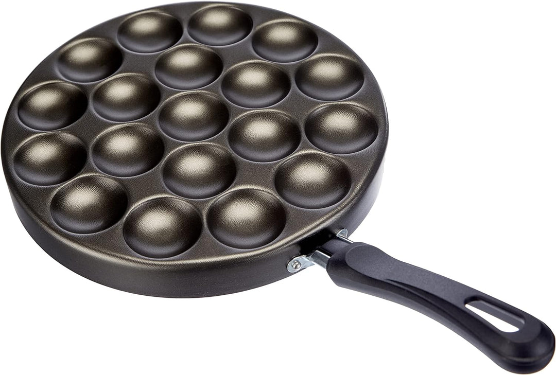 patisse,2999,Poffertjes AA8Pfanne-Set mitRezepten, Teigflasche undHolzstäbchen, Aluminium, Schwarz,