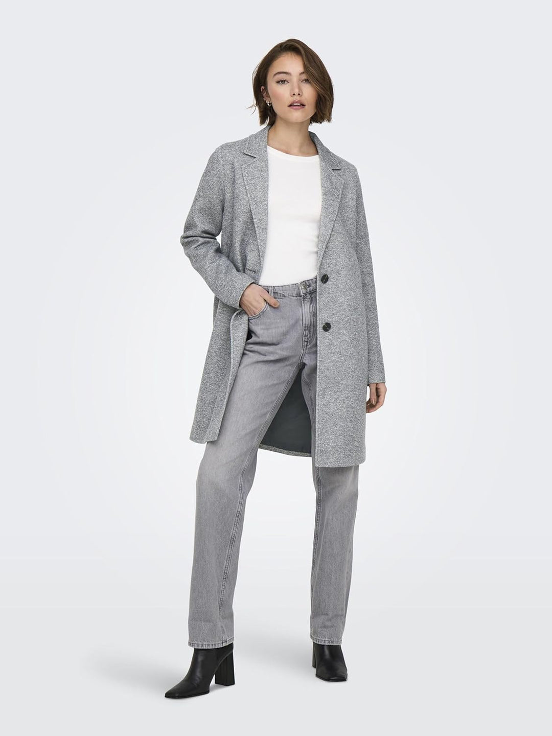 ONLY Damen Onlcarrie Bonded Coat OTW Noos Mantel M Light Grey Melange, M Light Grey Melange