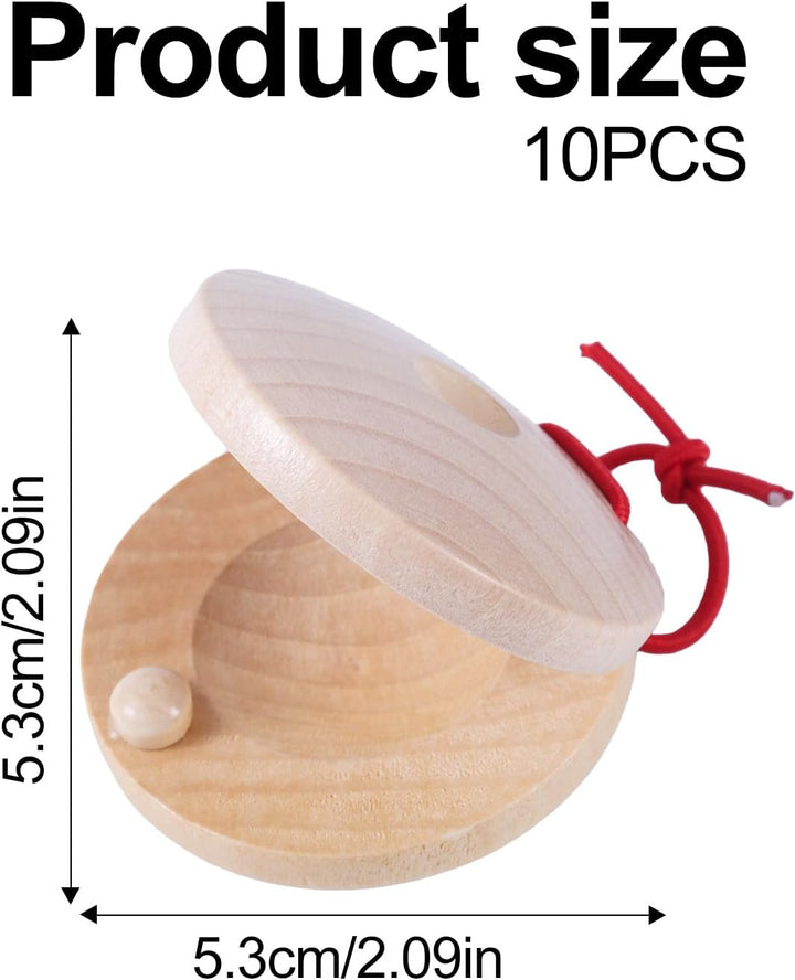 10 Stk Holzkastagnetten, 5,5cm Hölzerne Fingerkastagnetten Handklöppel Finger Percussion Rhythmusins