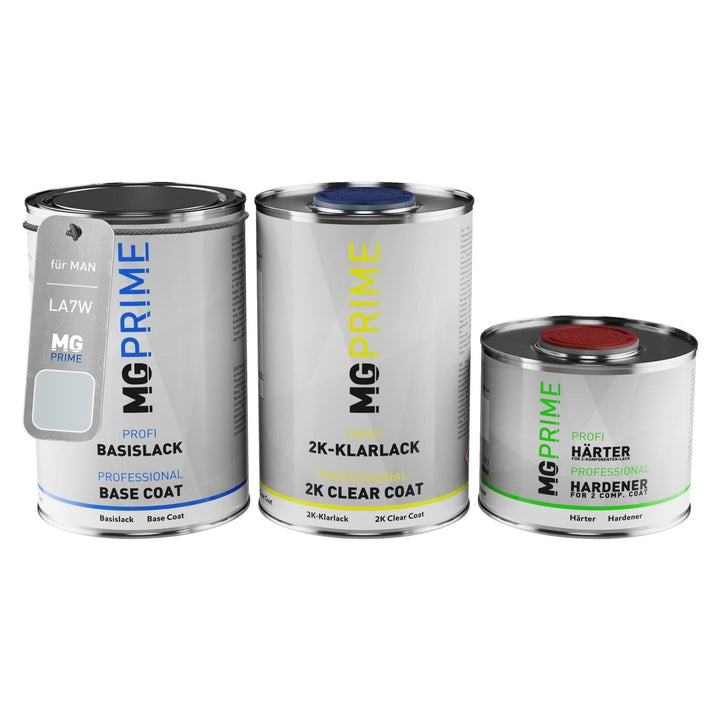 MG PRIME Autolack Dose Set für MAN LA7W Reflexsilber Metallic Basislack 2K Klarlack Härter spritzfer