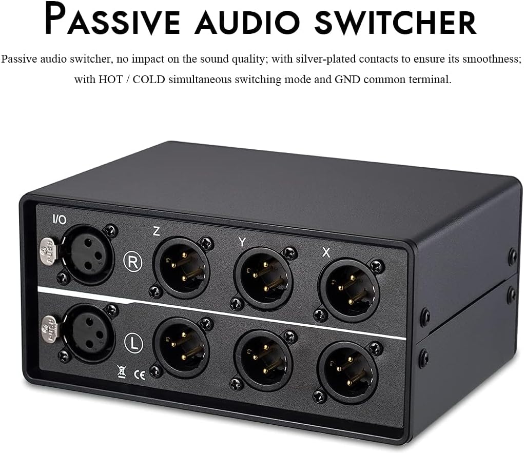 Nobsound 1-IN-3-OUT XLR Audio Switcher Selector, Balanced Audio Converter, 3-Way Stereo Passiv Audio