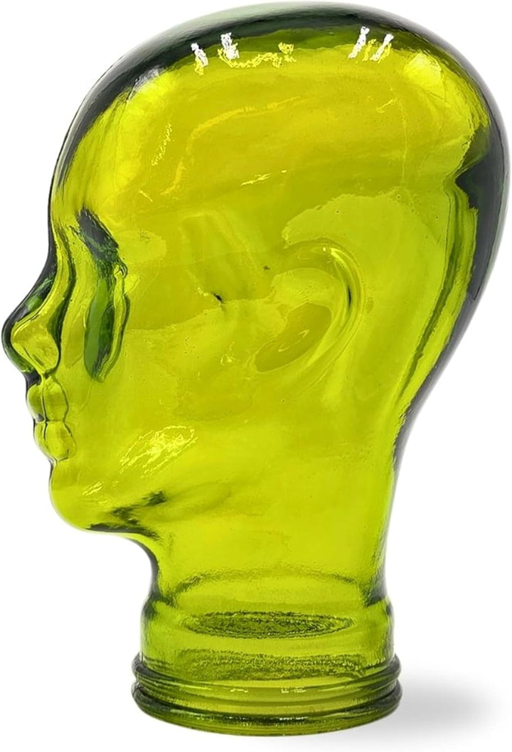 DESIGN DELIGHTS KOPFHÖRERSTÄNDER Mick | Glas, transparent/grün, 29 cm | Glaskopf, Deko Kopf