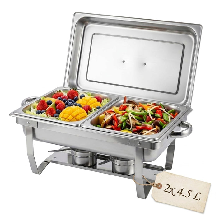 BuffetPro Chafing Dish, Warmhaltebehälter aus Edelstahl, 2 × 4,5 L