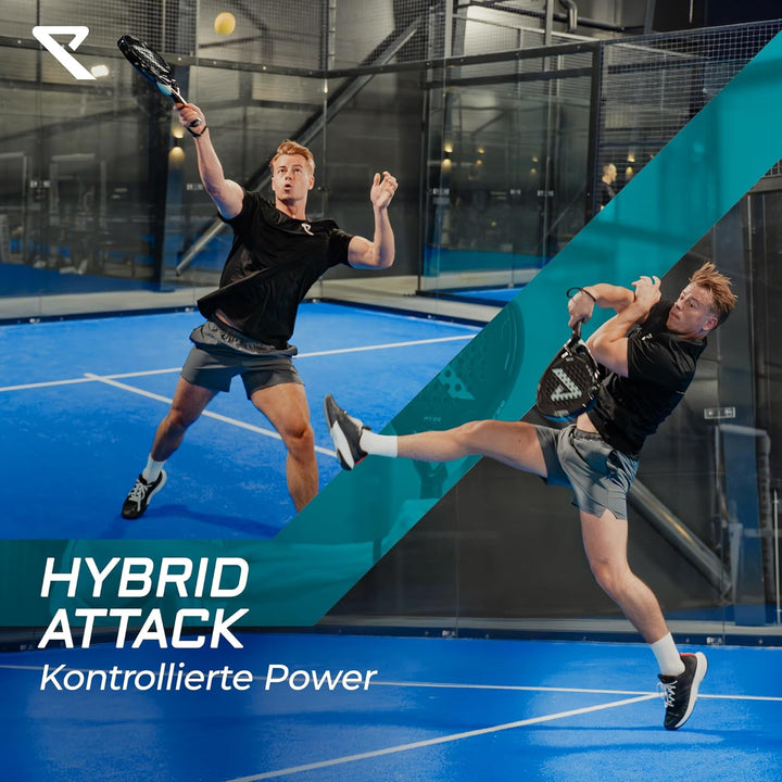 RYZE Hydra Padel Schläger aus 100% Kohlefaser - Maximale Power, Kontrolle & Präzision - 365g mit EVA