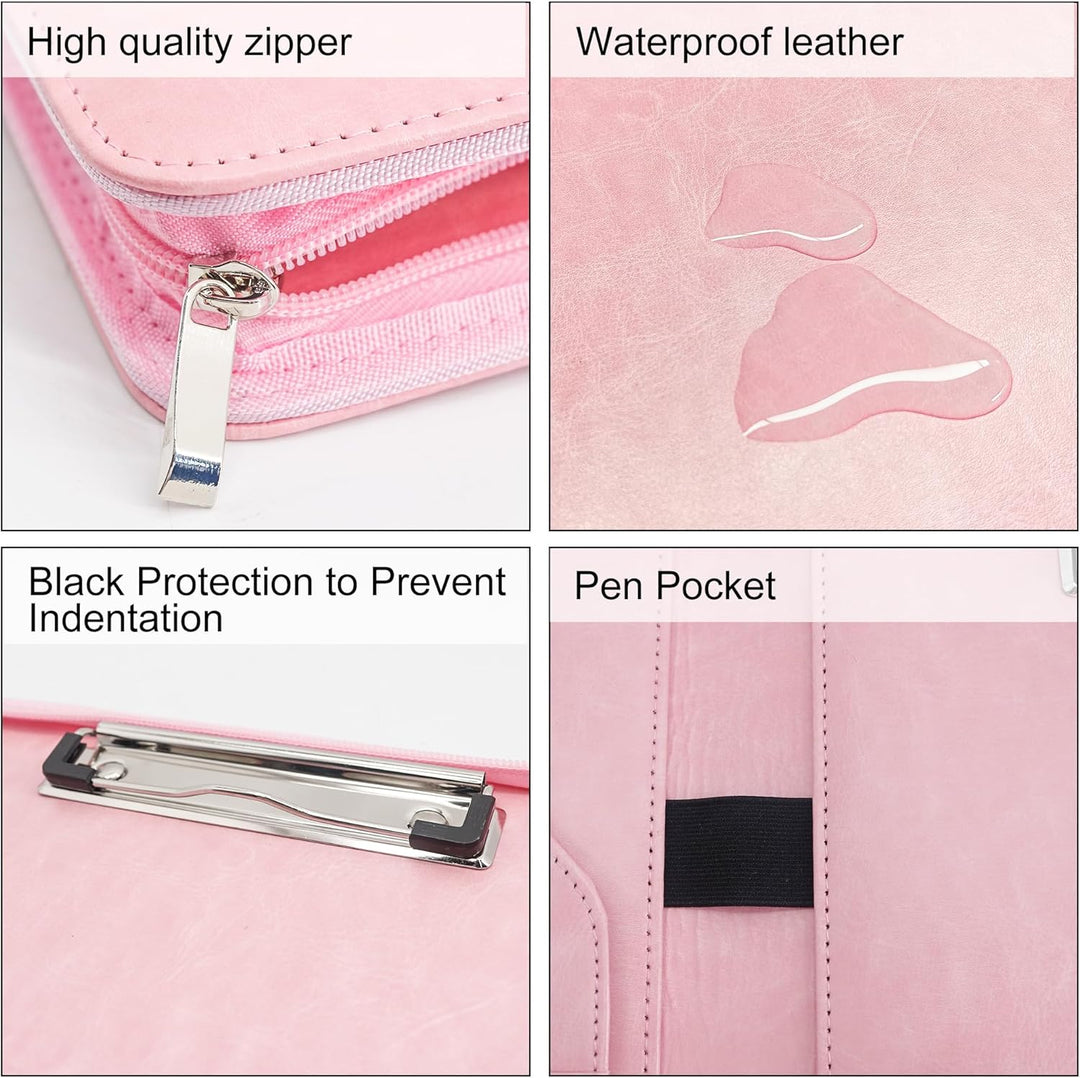 GraduatePro Klemmbrettmappe A4 mit Deckel Reissverschluss Leder Organizer Mappe Dokumentenmappe Ordn