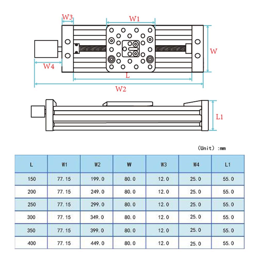 Zeberoxyz 350mm Aluminiumprofil 4080U Z-Achsen-Schrauben-Schiebetisch-Linearaktuator-Kit Linearmodul
