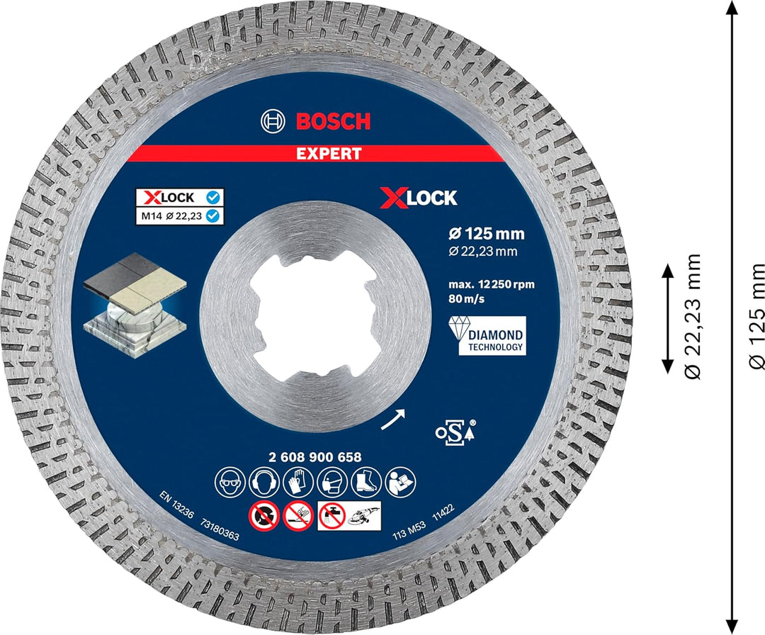 Bosch Professional 1x Expert HardCeramic X-LOCK Diamanttrennscheiben (für Harte Fliesen, Harter Stei