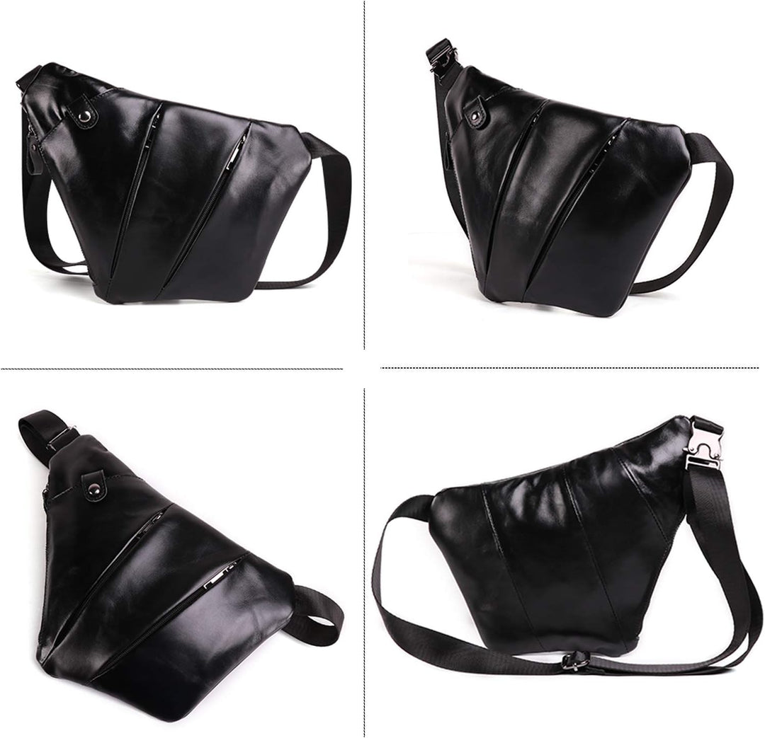 FANDARE Neu Brusttasche Segmentiert Schultertasche Herren Sling Bag Leder Crossover Rucksack Umhänge