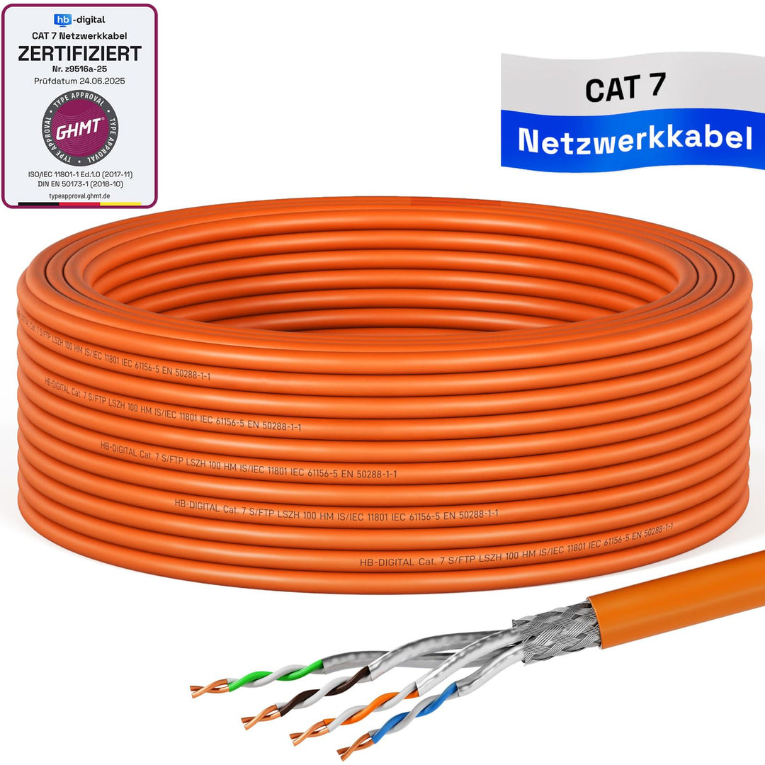 HB-DIGITAL 15m CAT 7 Netzwerkkabel LAN Kabel Verlegekabel Ethernet Installationskabel 10 Gbit/s - re