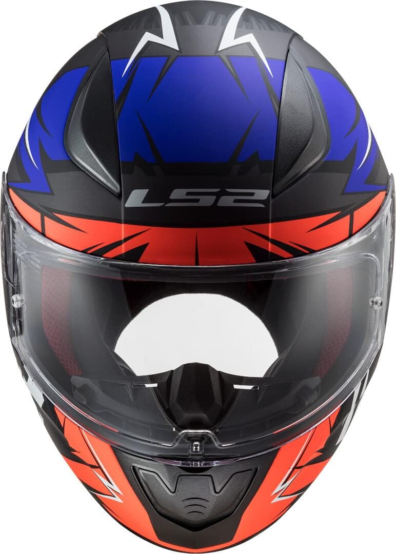 LS2 Motorradhelm FF353 RAPID CROMO MATT FLUO Orange BLUE, Schwarz/Blau/Orange, S