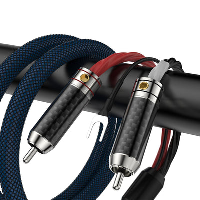 Brollitest High End RCA Phono Kabel, Hochreines Kohlefaser Phono Kabel mit Erdungsdraht, 2M Geheimti