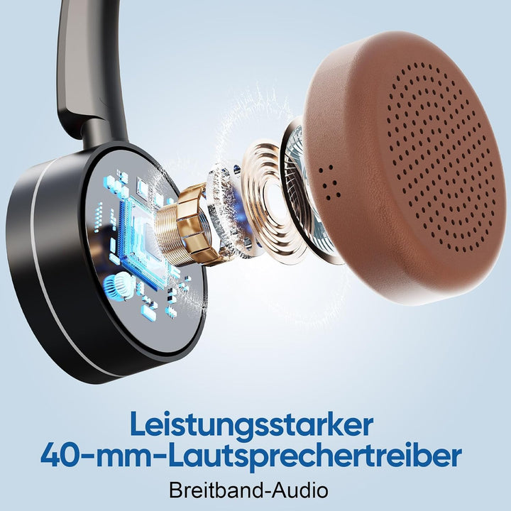 Bluetooth Headset mit Mikrofon für PC, Kabelloses Headset mit Rauschunterdrückungs Mikrofon, USB-Don