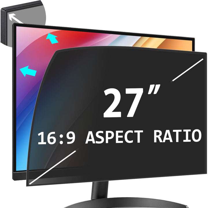 PYS 27 Zoll Blickschutzfolie für 16:9 Ultra-Slim Bezel Monitor Selbstklebend Abnehmbar Blickschutzfi