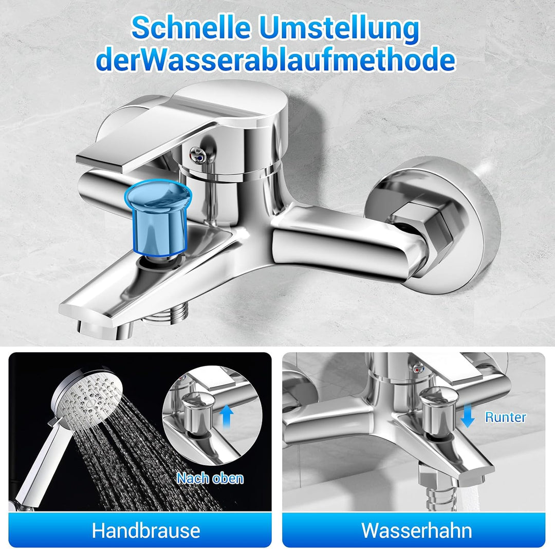 LADOKEE Badewannenarmatur, Wasserhahn Badewanne mit G1/2"-Anschluss, Einhebel Mischbatterie Badewann