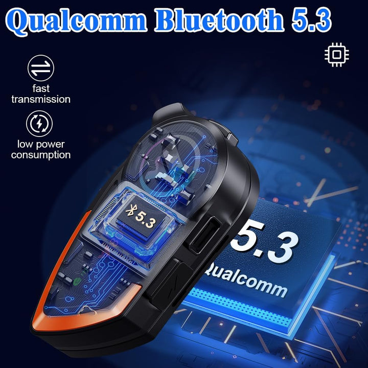 OBEST Gegensprechanlage für Motorradhelm, mit Bluetooth 5.3, HD, Klangqualität, RGB-Licht, Unterstüt