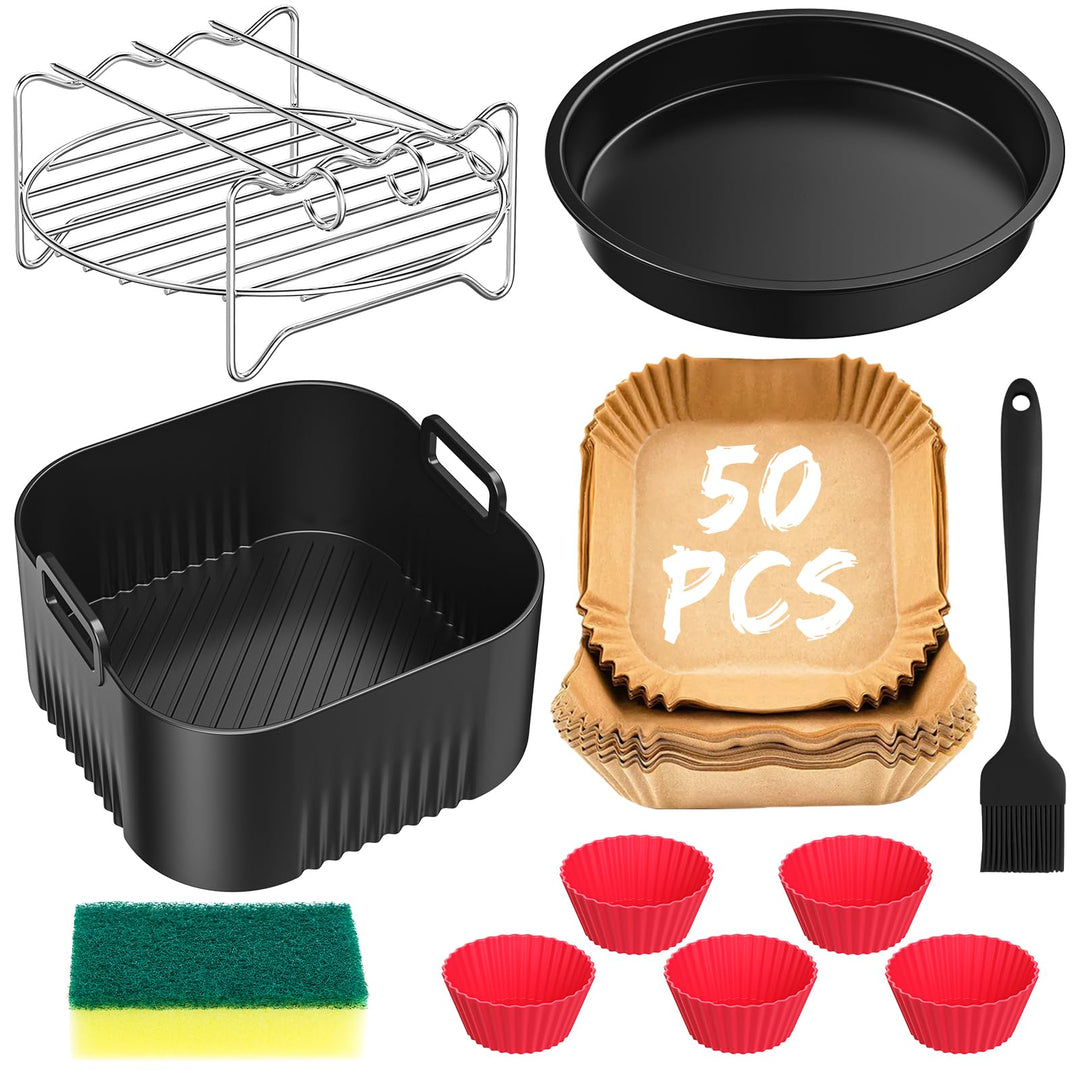 Airfryer Zubehör für Chefman 3,75 l, Tefal Easy Fry Compact 3 L, Philips Essential 4,1L, 11 Stück He