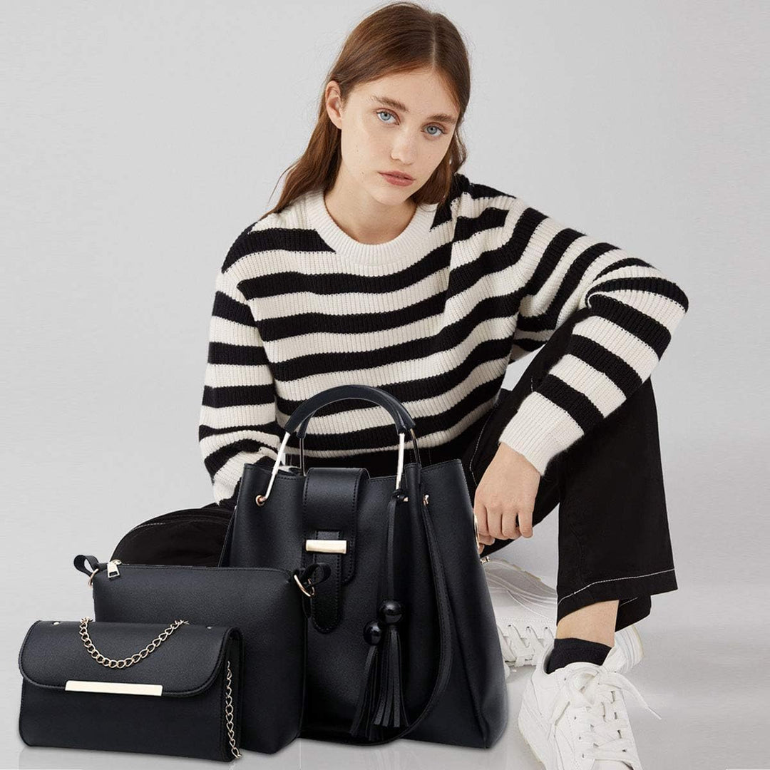 NICOLE & DORIS Damen Handtaschen 3 Stück Taschen für Damen Kette Tasche Top-Griffe Schultertaschen P