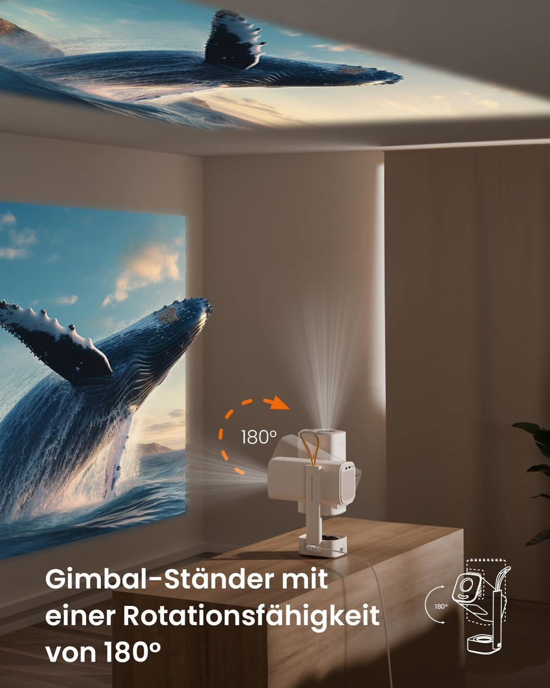 Mini Beamer【Dolby Audio & Turbo Sonic Bass】Yaber T1 Pro Smart Beamer Full HD 1080P mit HDR 10, WIFI6