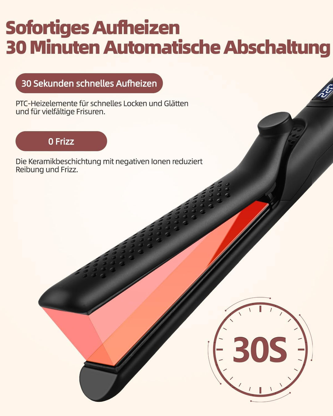CkeyiN Glätteisen, Lockenstab, 2 in 1, 360 ° Airflow Styler, professioneller Haarglätter aus Keramik