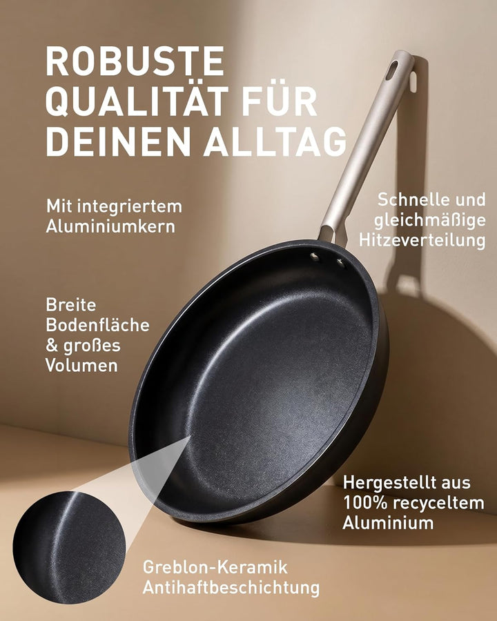 Cosy & Trendy Ecodura Bratpfannenset 24 + 28 cm – Pfannenset mit PFAS-freier & Greblon-Keramikbeschi