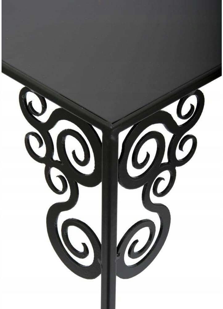 Blumenständer Metall 60 x 24 cm - Solider Blumenhocker mit Ornamenten - Schwarz Pflanzenständer für
