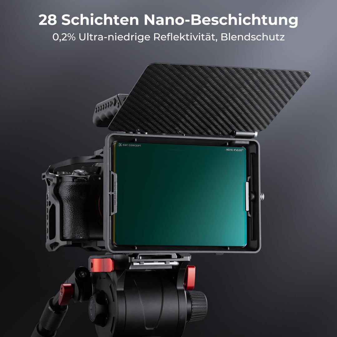 K&F Concept 4 x 5,65" ND16 Filter(4 Blendenstufen),Dicke 4mm Rechteckfilter quadratischer Graufilter