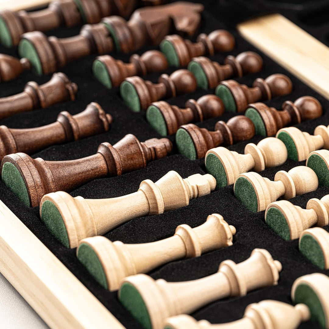 Magnetisches Schach-Set aus Holz, 38,1 cm, klappbares Brett, 7,6 cm, Königshöhe Deutscher Ritter Sta