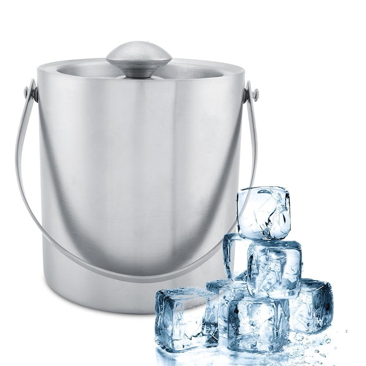 2L / 3L Eiskübel Doppelschicht Edelstahl Silber Doppelwandig Eiskübel mit Tragegriff und Deckel Hohe