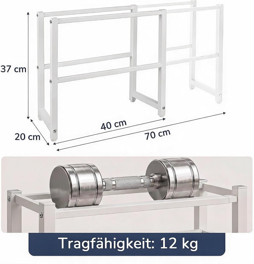 Ausziehbar Schuhregal mit 2 Etagen, Metall-Schuhständer Schmal Kleines Schuhregal, Robustes Design,