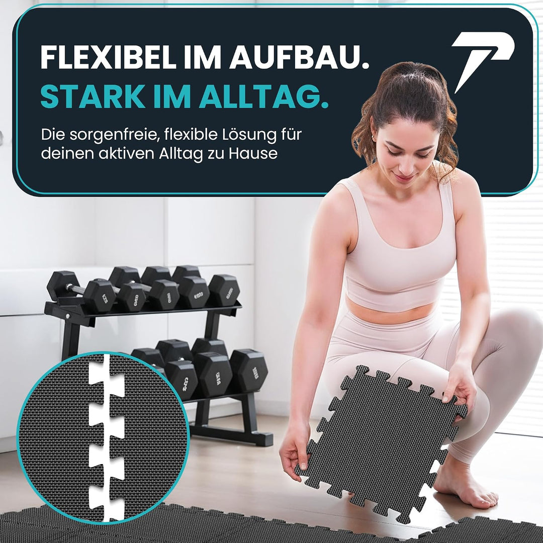 Bodenschutzmatte Fitness【Set mit 21 Matten】EVA Fitnessmatte rutschfest - Sportmatte Gymnastikmatte P
