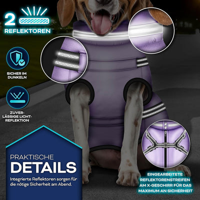 TRESKO® Hundejacke Winter mit Reflektoren inkl. 15 Stück Kotbeutel + Spender | Hunderegenmantel wass