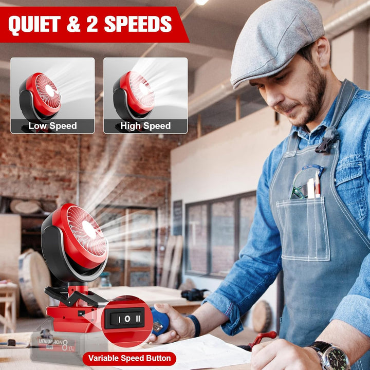 M18 Akku Clip-Ventilator für Milwaukee 18V Kabelloser Lüfter Ventilator 180°C schwenkbarer Kopf und