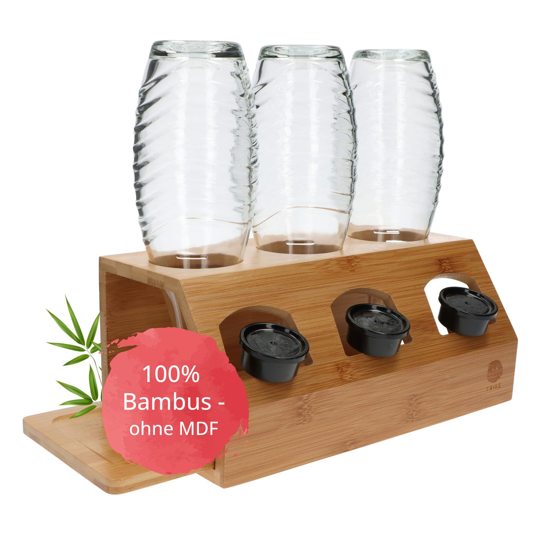 TAKE® SodaStream Flaschenhalter - Abtropfgestell Flaschenständer aus 100% Natur Bambus, Soda Stream